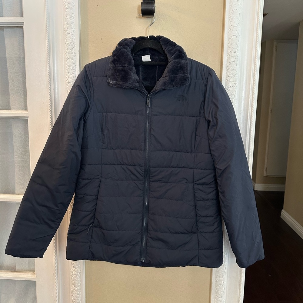 THE NORTH FACE Navy Blue Insulated Harway Reversible Jacket LARGE Womens
